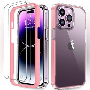 COOLQO Compatible for iPhone 14 Pro Case, with 2 Tempered Glass Screen Protector